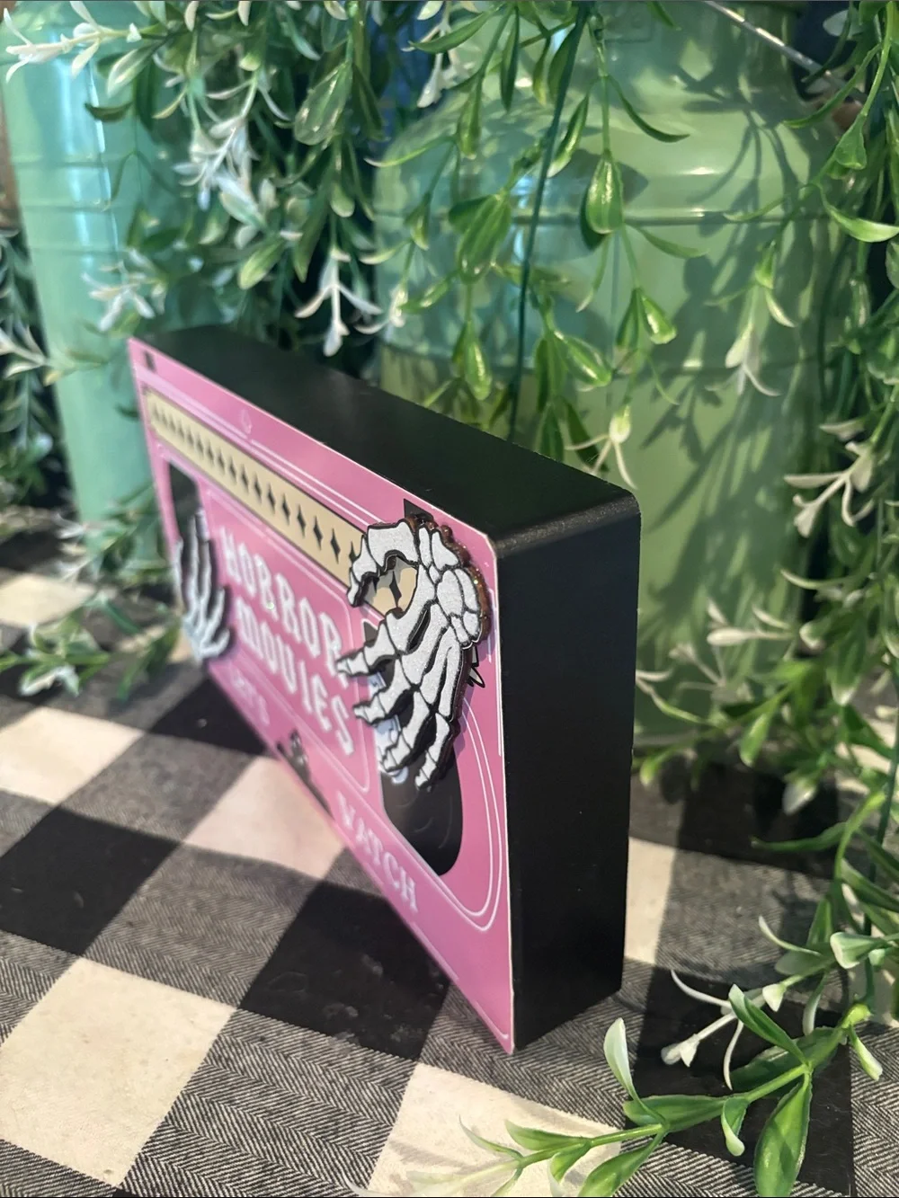 Horror Movies Decorative Sign - Pink Skeleton Design